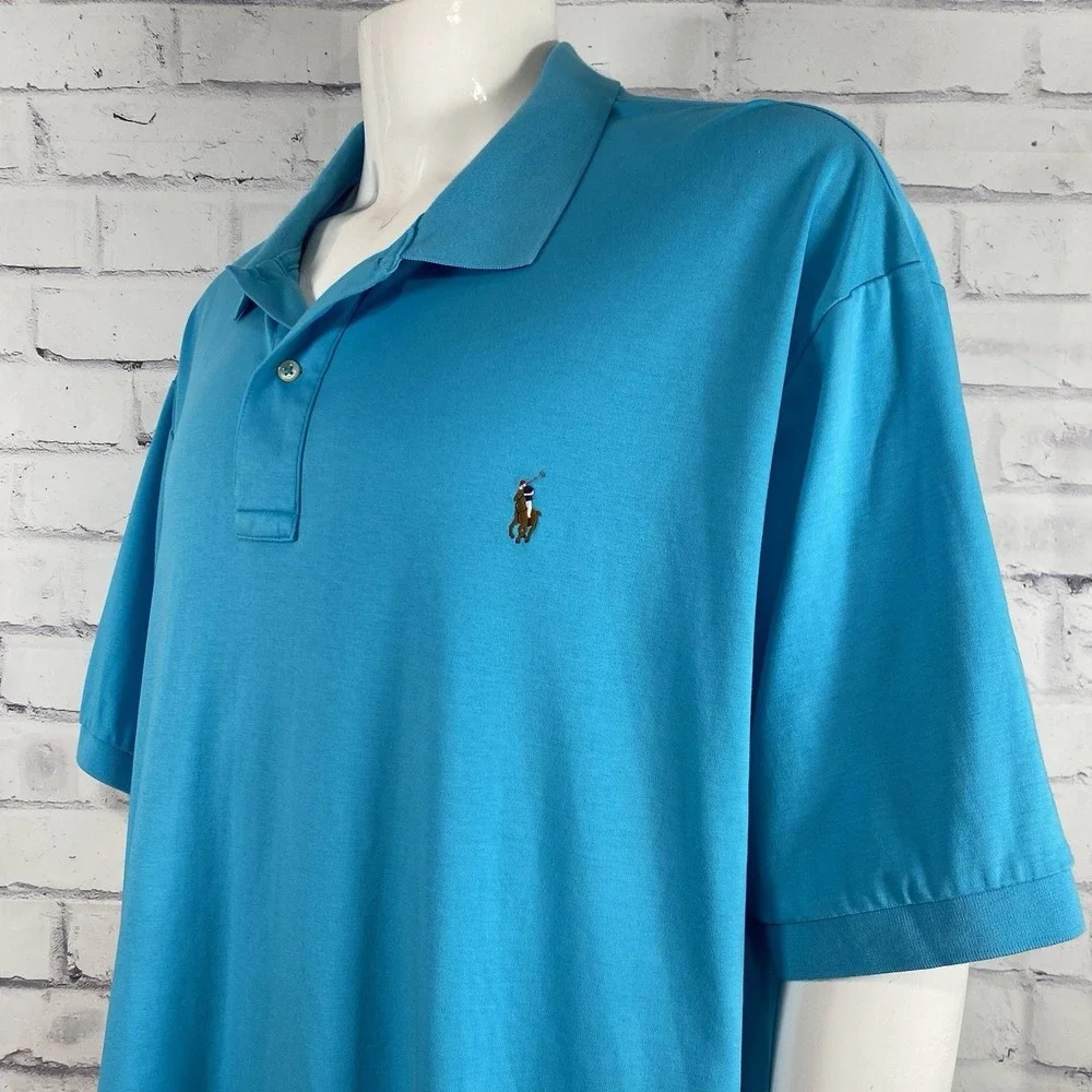 Polo Ralph Lauren Shirt Men's 3XB Big Polo Shirt Pima Soft Touch Blue S/S